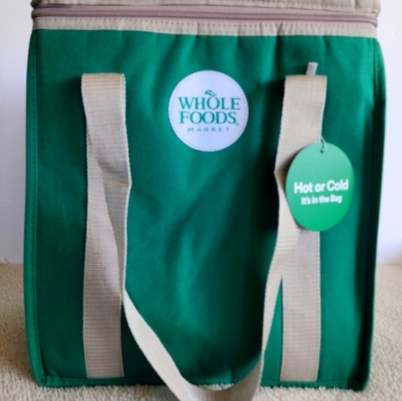 X2 WHOLE FOODS MARKET Insulated Reusable Cooler Green Grocery Shopping B… - Picture 2 of 9